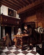 Cornelis de Man A Man Weighing Gold. painting